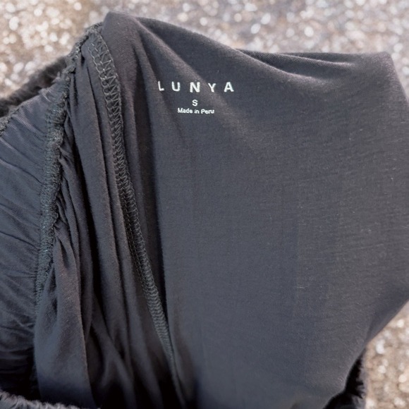 Lunya Organic Pima Cotton Wide Leg Pants S Black Relaxed Luxury Lounge Premium - Picture 7 of 9